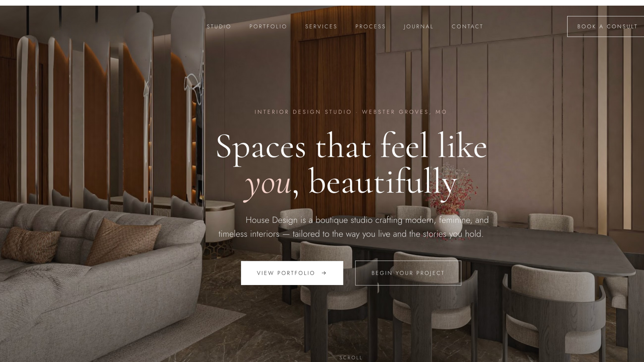 Interior design studio website design